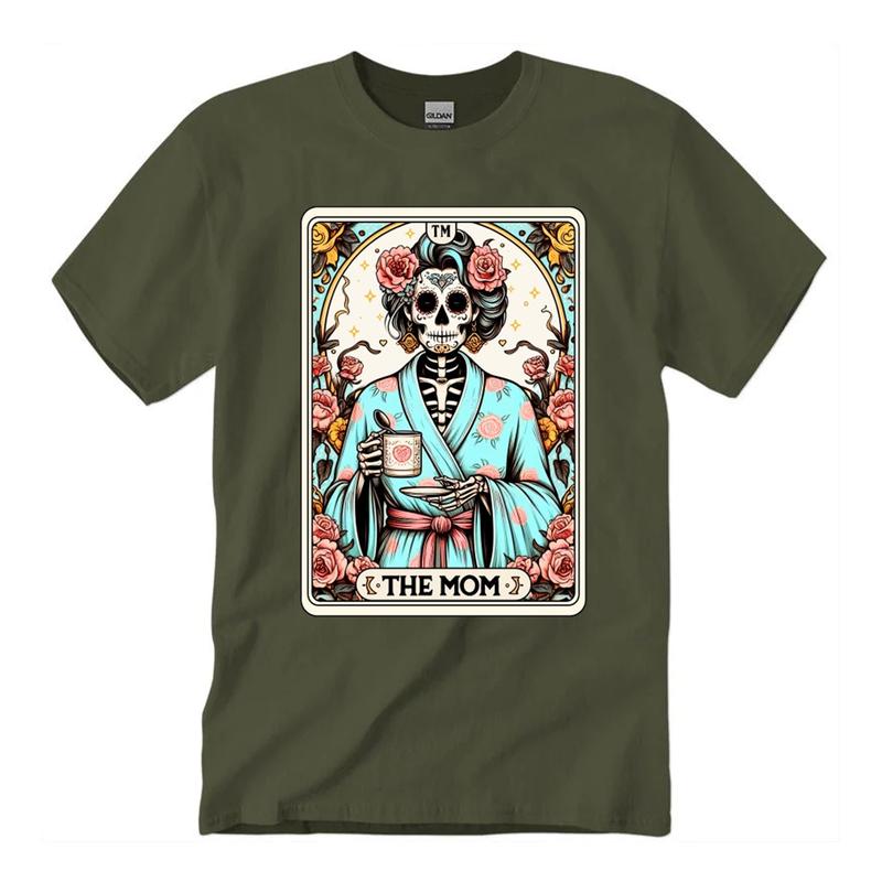 The Mom Tarot Card, Tarot Skeleton T-Shirt Unisex Classic Cotton Collar Fabric