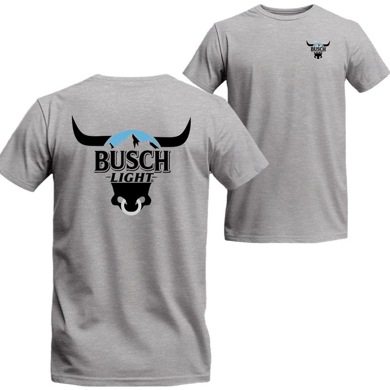 Busch Rodeo Bull Horns Shirt Double Sides Graphic T-shirt, Busch Short Sleeve Tee Shirt, Beer Shirt Viral, Menswear Top Underwear Streetwear