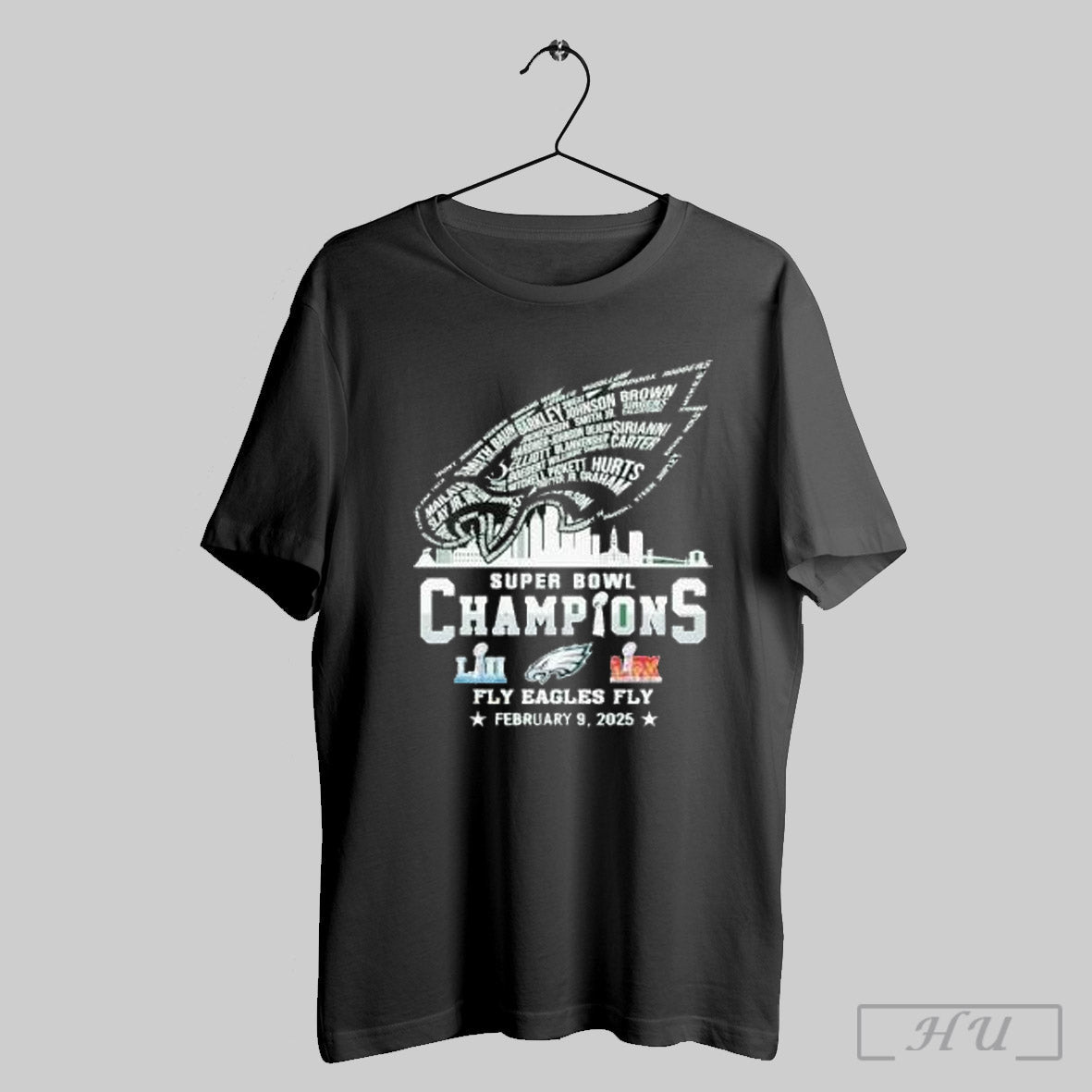 Philadelphia Eagles Player Name City Logo Super Bowl Champions Fly Eagles Fly 2025 Shirt Sweatshirt