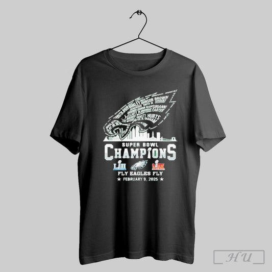Philadelphia Eagles Player Name City Logo Super Bowl Champions Fly Eagles Fly 2025 Shirt Sweatshirt