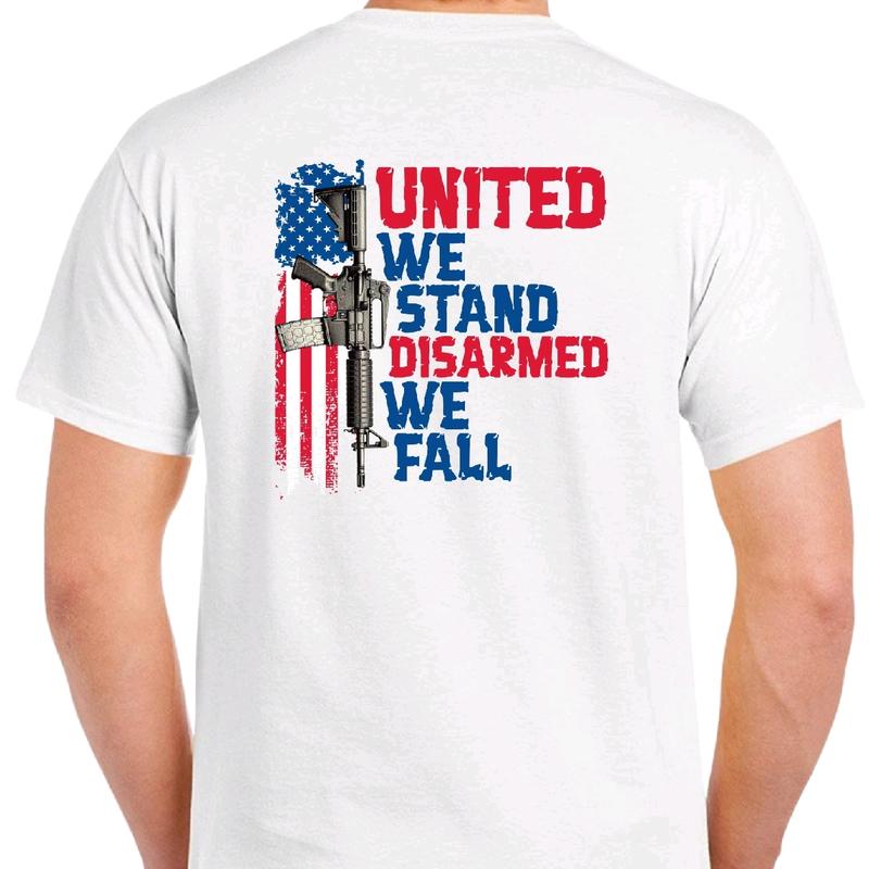 United We Stand. Disarmed We Fall Men's t-shirt Crewneck Cotton