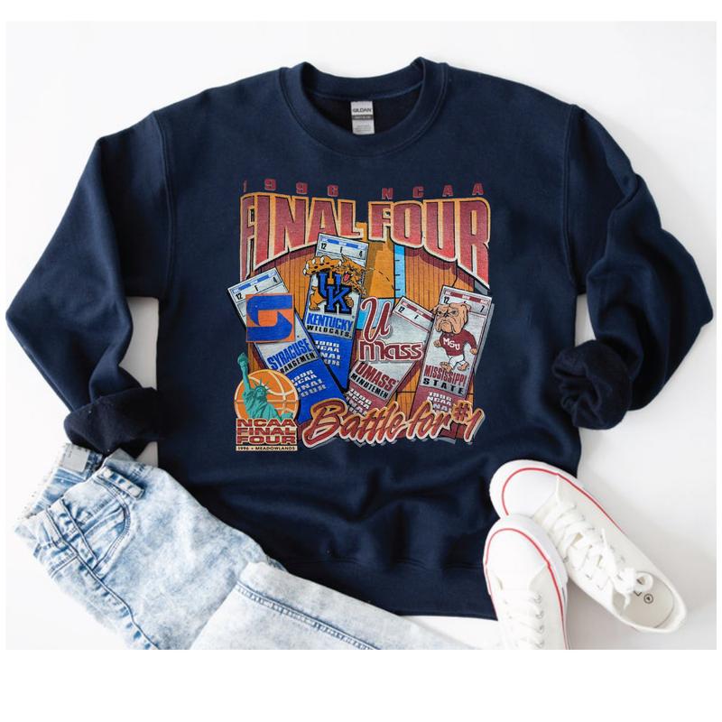 Vintage NCAA 1996 Final Four Sweatshirt Casual Classic Clothing Cotton Menswear Top Athletic Short Sleeve Tee Tshirt