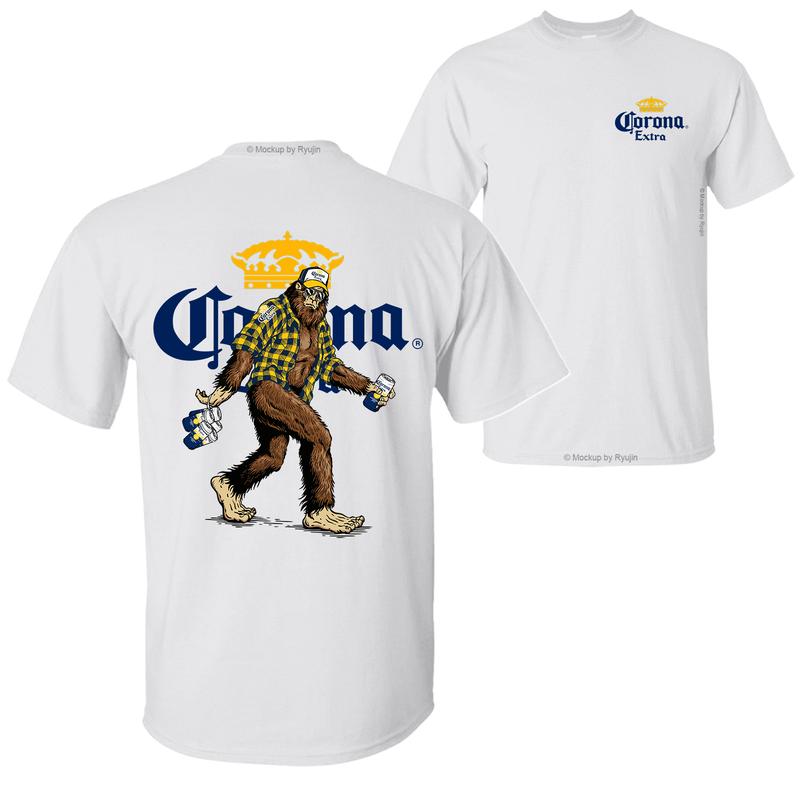 Bigfoot Corona Extra T-shirt, Corona Extra Shirt, 2 Sided Graphic Printed Unisex Classic Comfort Cotton T-Shirts for Men for Women Menswear Top