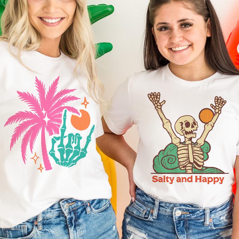 Wild and Sweet Skull Tees Wild and Sweet Summer Tshirts Wild Summer Skull Tops Summer Vibes Skull Tees Skull Shady Beach T-Shirts Vacation Rocker Tees
