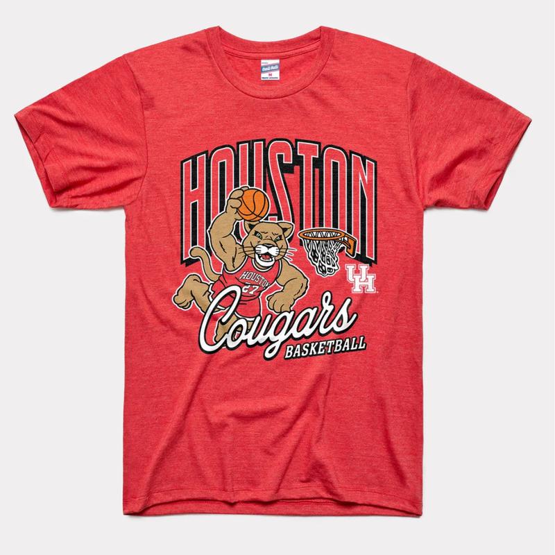 Vintage Houston Cougars Basketball Tee NCAA Menswear Top