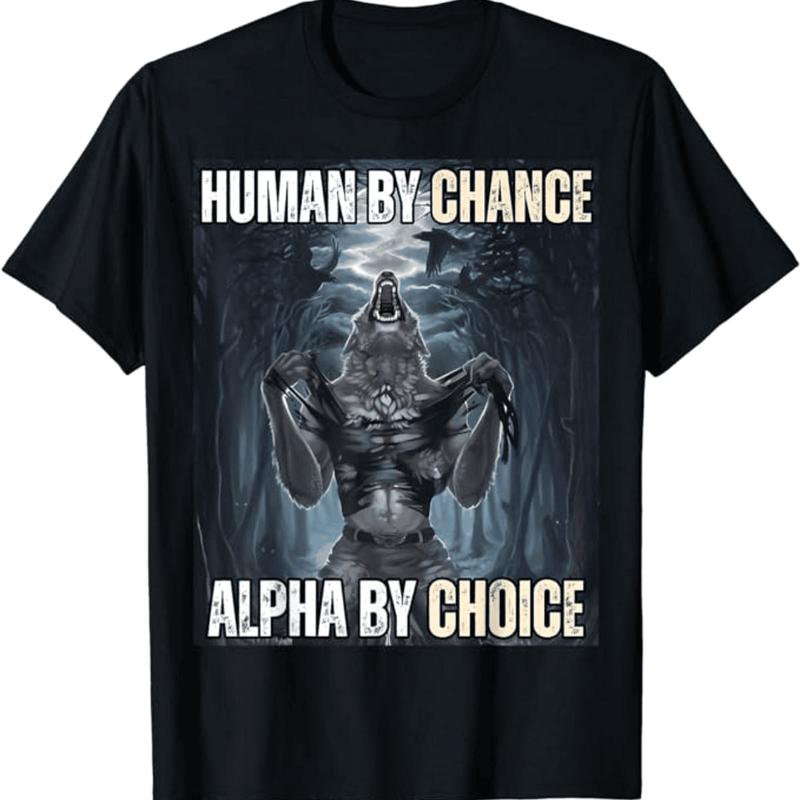 Funny Alpha Wolf Meme T-Shirt, Gift For Friends Cotton Menswear Tee Tshir,Unisex Cotton Graphic Tee