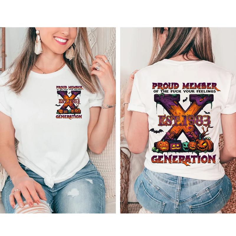 Custom Est.Year 1965-1980 Generation 2 Side Shirt, GenX T-shirt, Halloween Proud Member The Generation X Shirt, Halloween Shirt