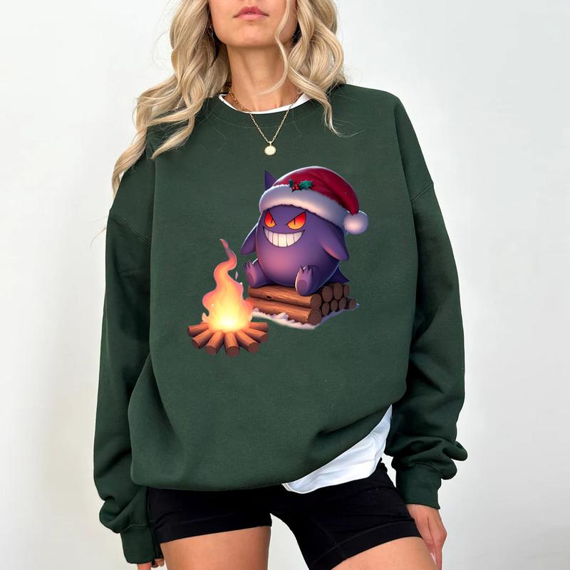 Gengar Christmas Sweatshirt, Gengar Santa Sweatshirt, Gengar Xmas Shirt, Pokemon Xmas Sweater, Pokemon Christmas, Dark Ghost Kaiju Japanese Style Swea
