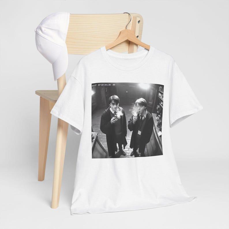 Harry And Ron Smoking Shirt Potter Tshirt Wizarding Fan Shirt Potterhead Christmas Birthday Gift Potter Book Funny 90s Vintage Meme Shirt