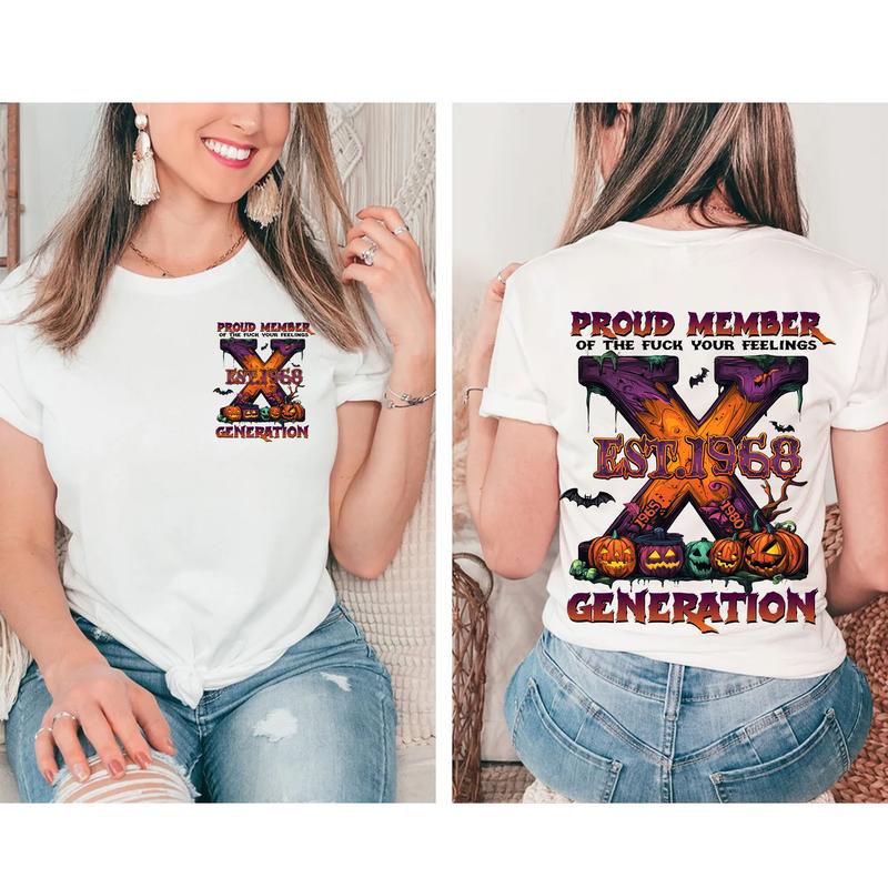 Custom Est.Year 1965-1980 GenX 2 Side Halloween Shirt, GenX T-shirt, Proud Member The Generation X Shirt