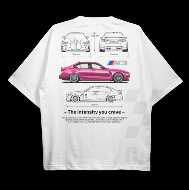 Drive in Style Car-Themed T-Shirts, G80 M3 BluePrint T-Shirt, G80 M3 BluePrint Technical Specs T-Shirt, Racing Shirt, Sport Car Shirt Top Menswear