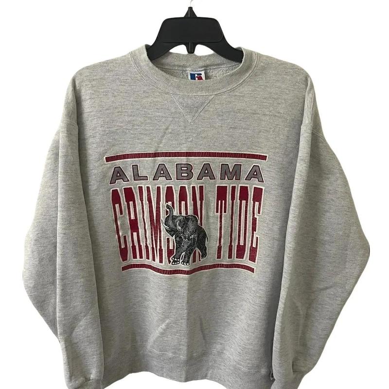 Vintage Style 90s Russell Athletic Alabama Crimson Tide T-Shirt Sweatshirt Pullover Hoodie Gift For NCAA Fans Cotton Menswear