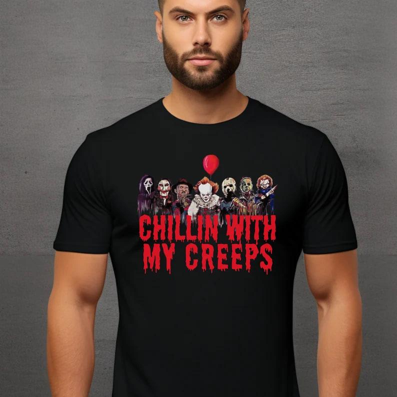 Halloween Friends Shirt, Halloween Characters Friends Sweatshirt, Halloween Movie Character Tee Scary Friends Shirt