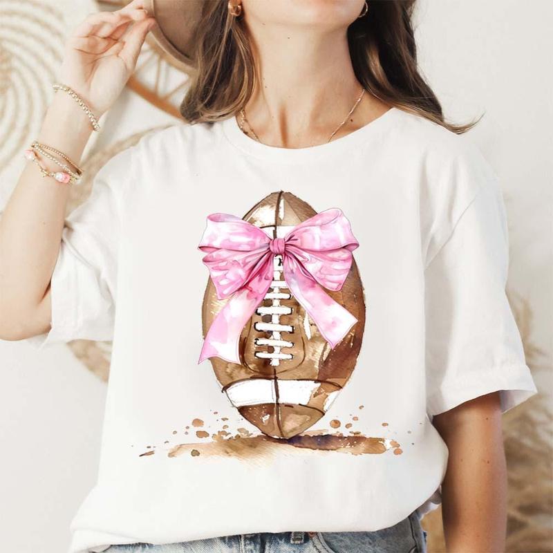 Coquette Pink Bow Football TShirt, Football Bow Tee, Fall Football Sweater, Football Season, Football Mom Sweatshirt, Game Day, coquette football