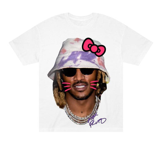 Future Kitty Printed Cotton Tee for Women - Summer Streetwear - Fabric