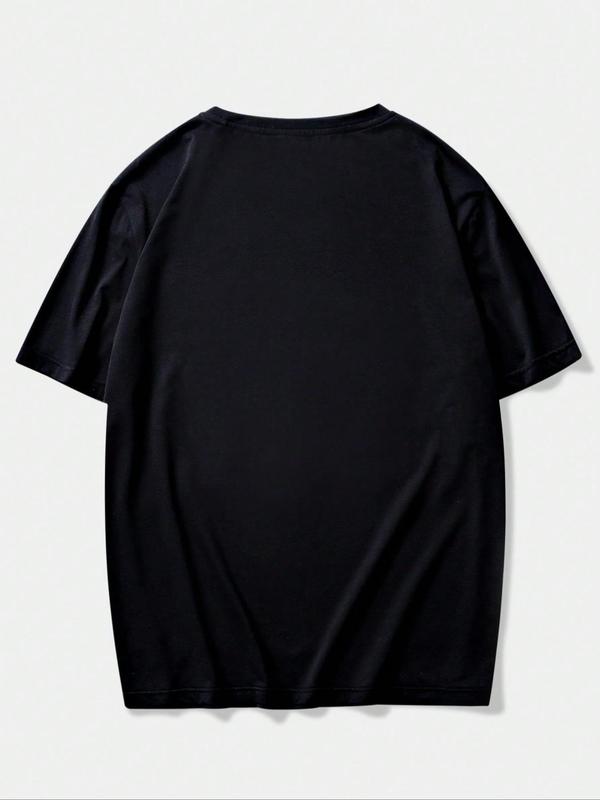 Men's Letter & Car Print Round Neck Tee,Â Summer Clothes, Casual Regular Fit Short Sleeve Crew Neck Graphic T-Shirt for Summer, Men's Top for Casual We