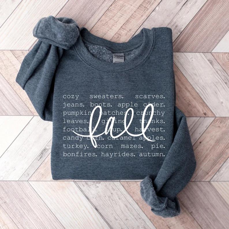 Fall Words Sweatshirt, Fall Sweatshirt for Women, Hello Fall Crewneck, Autumn Sweatshirt, Fall Graphic