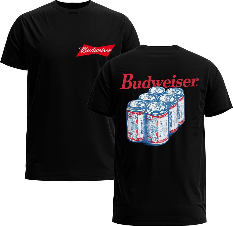 Budweiser Beer Retro 2-Sided Tee - Beer Unisex Tee - Gildan 5000 Graphic Shirt, Heavy Cotton, Full Sizing & Colors Tops, Ideal For Beer Menswear Man