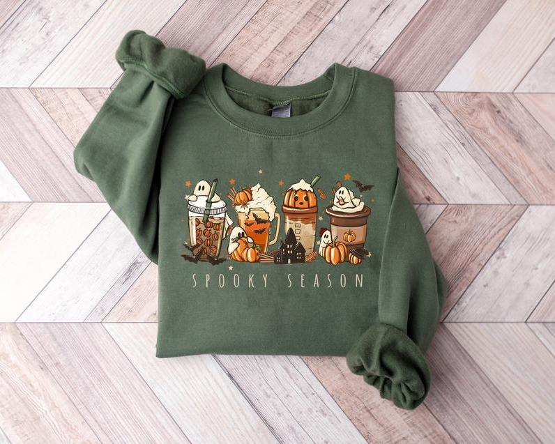 Spooky Season Sweatshirt - Shirt - Hoodie, Fall Coffee Sweatshirt, Halloween Coffee Sweatshirt, Cute Fall Sweater, Pumpkin Spice Shirt, Iced Coffee Lo