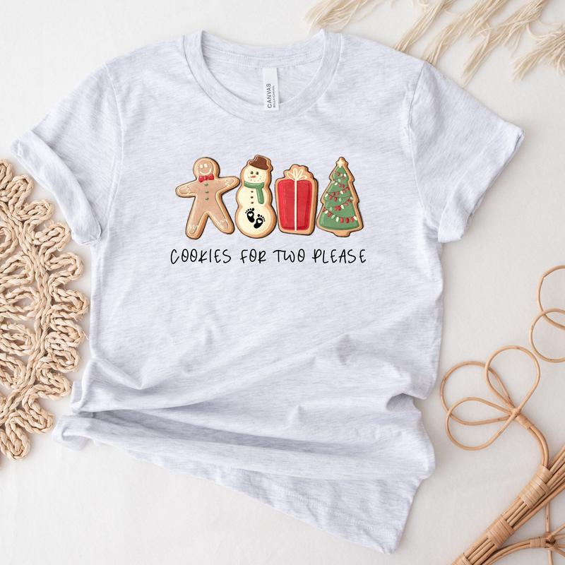 Christmas Cookies For Two Please Pregnancy Announcement Christmas Sweatshirt, Pregnancy Reveal Christmas Sweater, Maternity Christmas Shirt