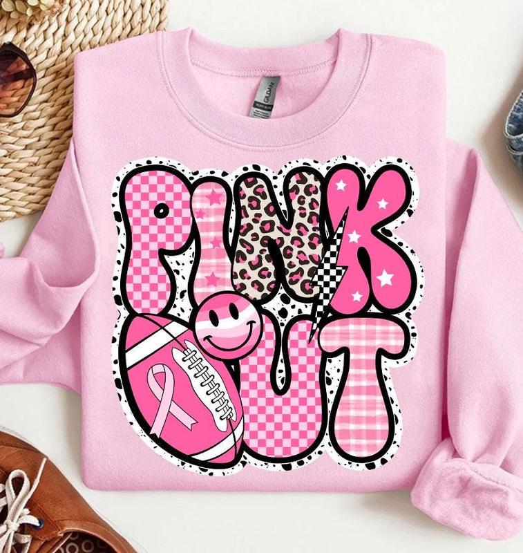 Breast Cancer Football Pink Out Sweatshirt, Breast Cancer Shirt, Pink ribbon Tee, American Football, Pink out cancer Sweater, Full Sizes, Full Colors,