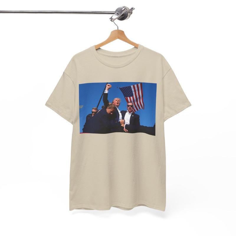 Trump Rally Shooter Tshirt - Trump Survived - Trump 2024 - USA Freedom - Donald J. Trump President Trump Unisex Heavy Cotton Tee