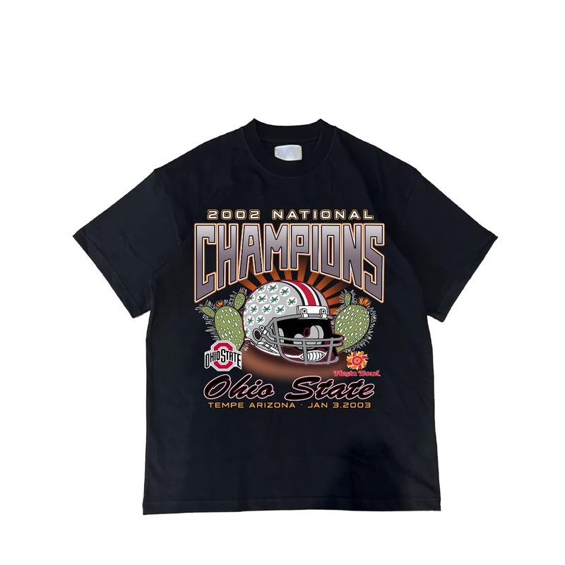 NCAA National Champions Ohio Stare Buckeyes T-Shirt Cotton Short-sleeve Retro Streetwear Tshirt Menswear Top