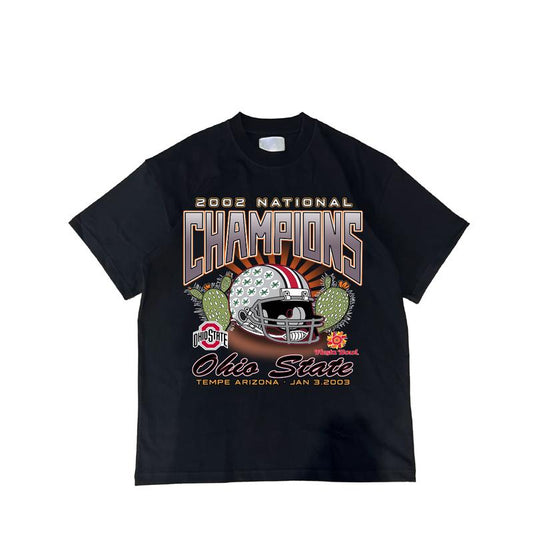 NCAA National Champions Ohio Stare Buckeyes T-Shirt Cotton Short-sleeve Retro Streetwear Tshirt Menswear Top