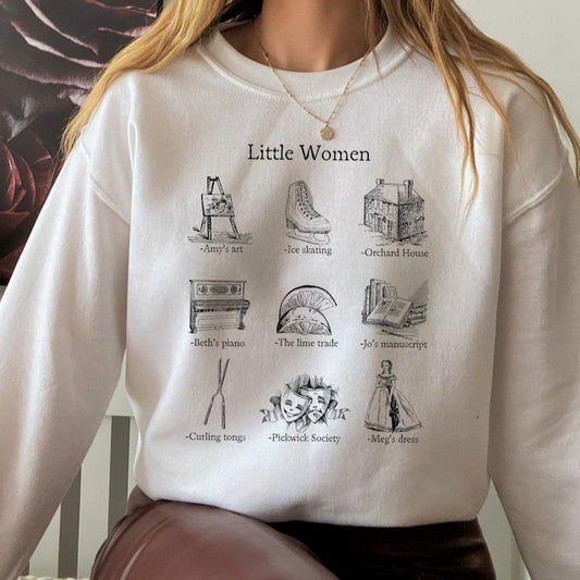 Little Women Icon Chart Sweatshirt Cottagecore Jo Meg Beth Amy March Sisters Orchard House Book Fandom Merch Bookish Gift Book Lover