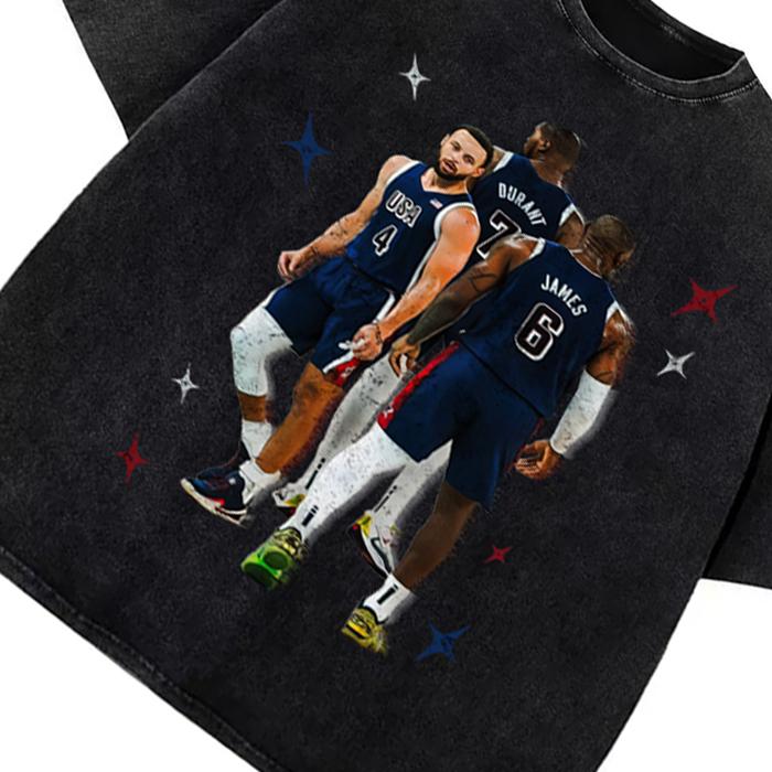 Stephen Curry Bron Durant BIG 3 USA World Champ Custom Graphic Tee