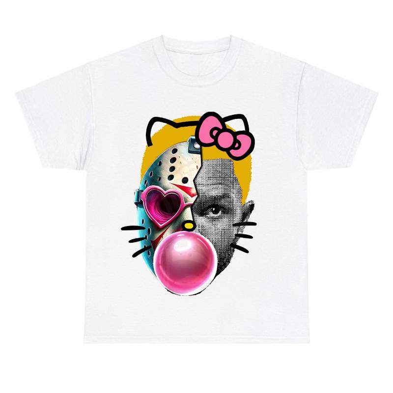 Yellow Hair Frank Kitty Heart Eyess Jason Voorhees Halloween Shirt Cotton Fabric Unisex