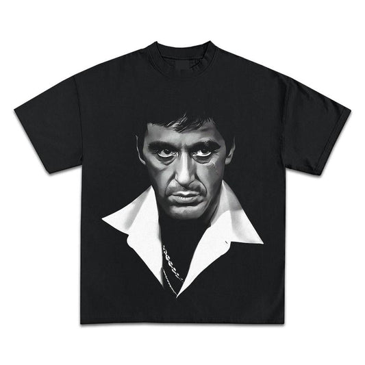 TONY MONTANA SCARFACE JUMBO FACE GRAPHIC BOOTLEG T-SHIRT - STREETWEAR