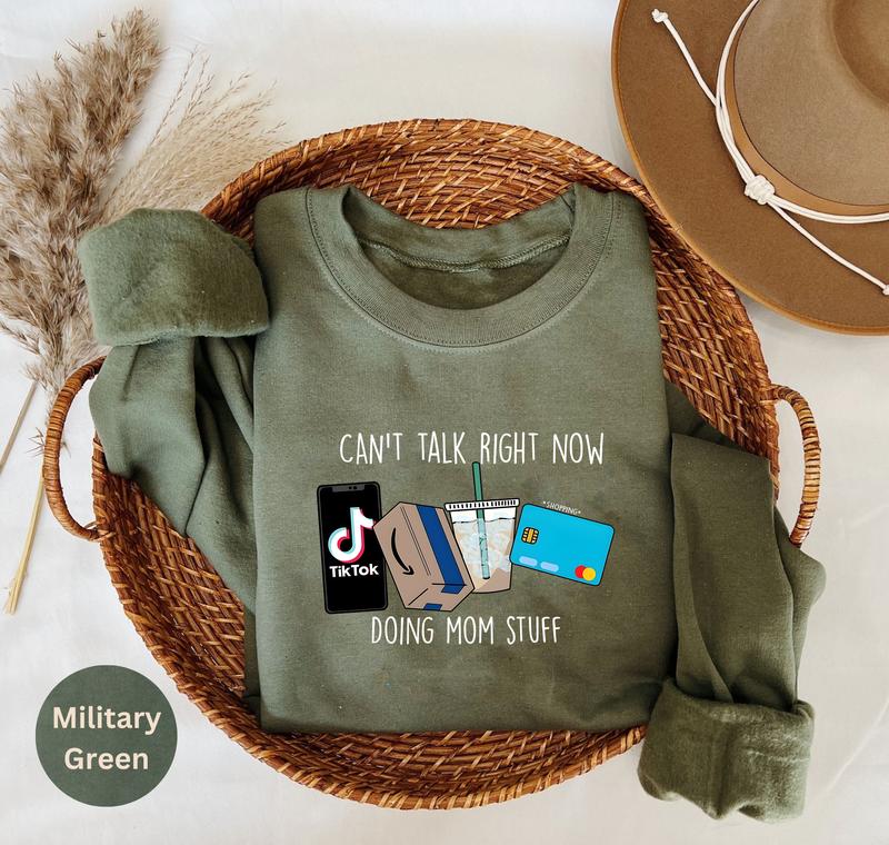 Cant Talk Right Now Sweatshirt, Busy Doing Mom Stuff Shirt, Mama Shirt, Unisex Funny Blu Dog Sweatshirt, Mom Sweatshirt Cotton Crewneck, Funny Mom Swe