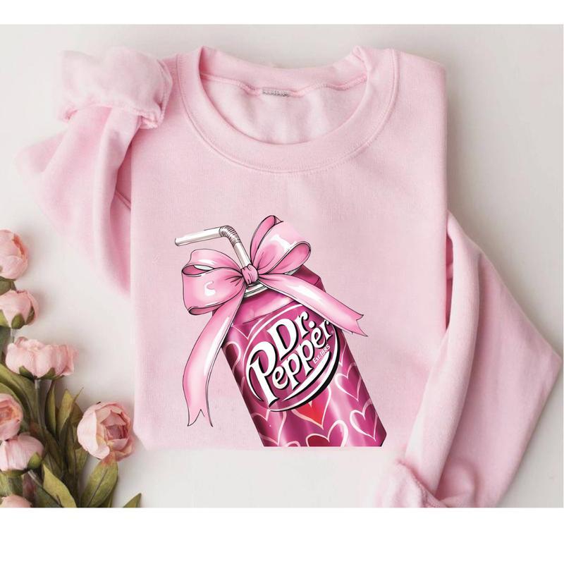 Dr.Pepper Pink Bow Coquette Unisex Sweatshirts Pullover Womenswear Tops Long Sleeve Crewneck Sweatshirts