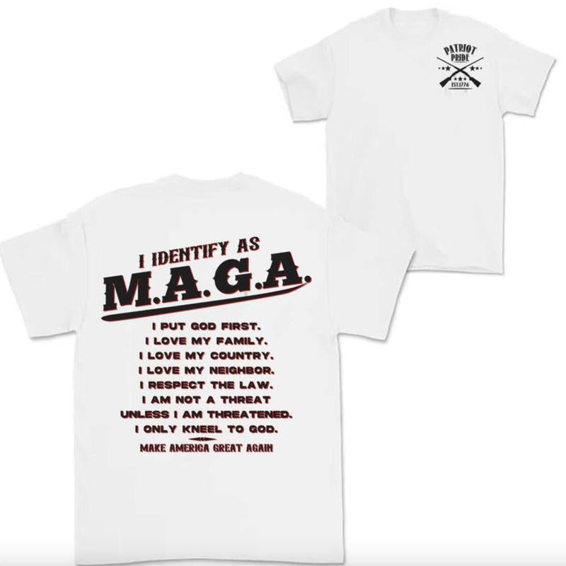 I Identify As MAGA Shirt, Make America Great Cotton 2 Sides Shirt, God & Country Values, Patriot Pride T-shirt, MAGA Trump Shirt, Full Colors