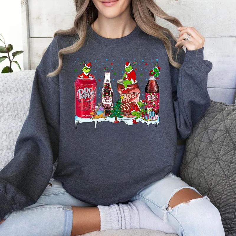 Grlnch Dr Pepper T-shirt Sweatshirt Hoodie, Grlnch Merry Christmas Sweatshirt, Grlnch Dr Pepper Lovers Tee Hoodie Gift For Xmas