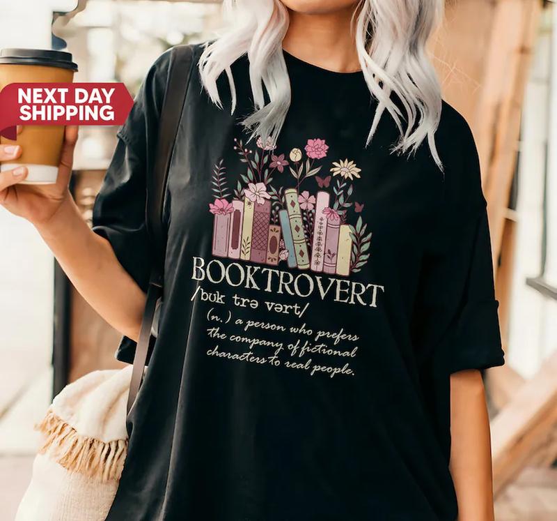 Booktrovert Book Lover Gift Shirt, Bookworm Librarian Cotton Top, Club Shirts Bookish Gift, Reader Enthusiast Unisex Cotton Softstyle Tee