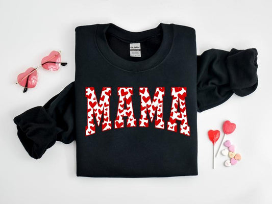 Mama Sweatshirt, Red Hearts In Mama Sweater, Cute Mama Tshirt, Mother Gift, Mother Day Gift