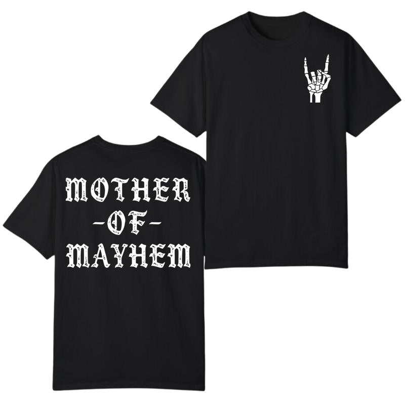 Mother Of Mayhem 2 Sides T-shirt, The Cool Mom Club Crewneck Sweatshirt, Girl Mom hoodie, Wife Mothers Day Present, Full Colors, Full Sizes