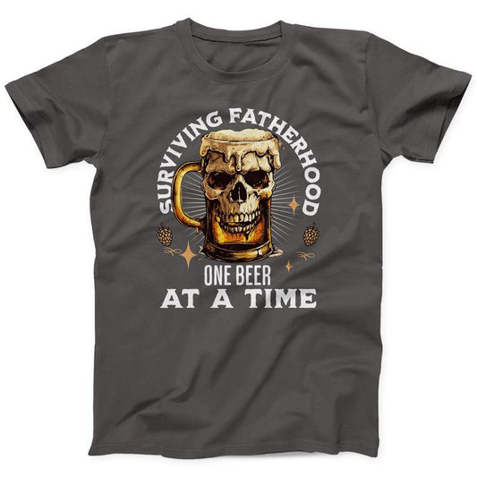 Dad T-shirt Surviving Fatherhood One Beer At A Time Funny Father Gift Tee Fathers Day Gift Shirt Skull And Beer Also In Plus Sizes  sweater and hoodie
