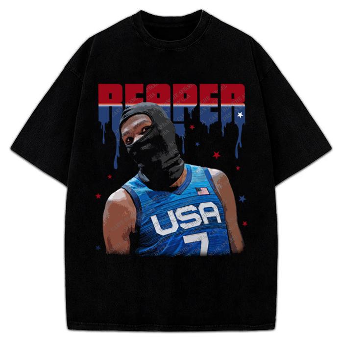 Kevin Durant Slim Reaper KD USA Ski Mask Revenge Team Custom Design Graphic Tee Crewneck Cotton