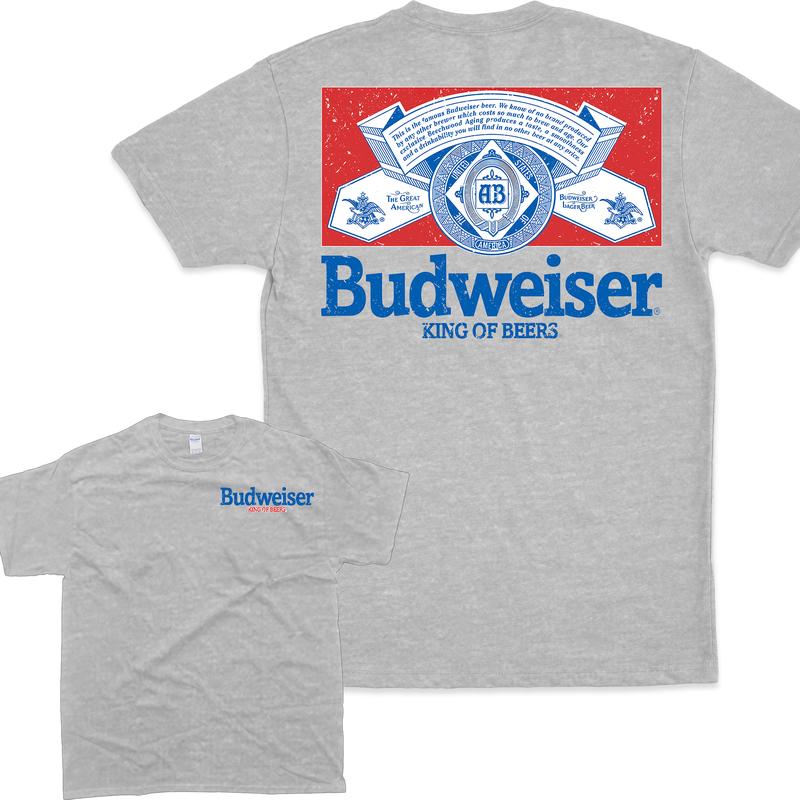 Budweiser Distressed Front and Back Print T-Shirt
