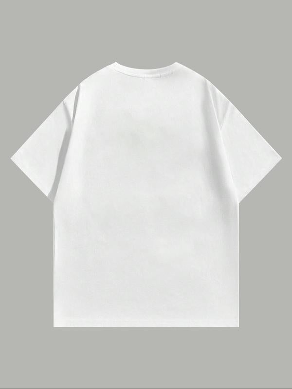 Women's Lip Print Round Neck Tee, Casual Short Sleeve Crew Neck T-Shirt for Summer, Fashion Women's Top for Daily Wear