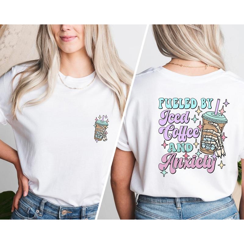 Fueled By Iced Coffee and Anxiety Shirt, Coffee and Anxiety Shirt, Coffee Addict Tee, Create and Caffeinate, Coffee Lover Shirt, Sarcastic Gift