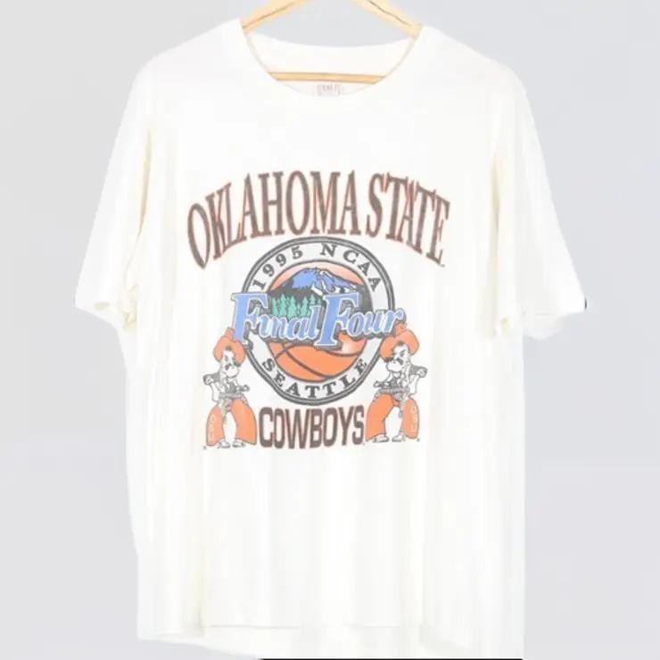 Vintage 1995 Oklahoma State Cowboys NCAA Final Four College T-Shirt Summer Streetwear Womenswear