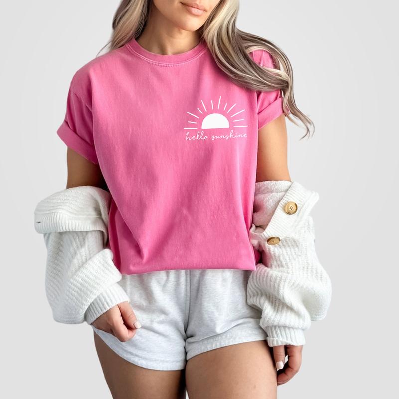 Hello Sunshine Comfort Shirt, Beachy Women Shirts,Beachy Tee,Beach Outfits, Summer Shirts, Summer T-Shirt, Vacation Beach Shirt, Sunshine Lover Tee, B