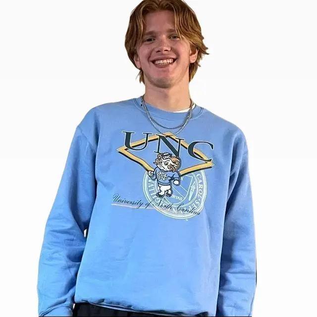 Unisex Vintage University of North Carolina Tar Hee Sweatshirt Fan Hoodie Cotton Fabric