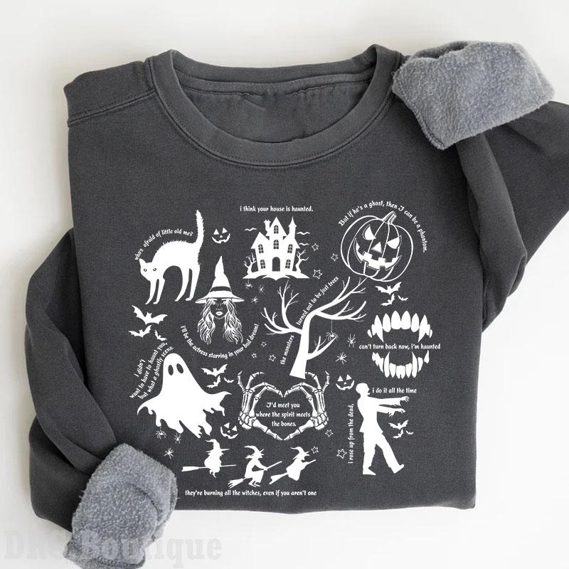 Spooky Swiftie Halloween Full Colors T-Shirt, Halloween Symbols & Lyrics Sweatshirt, Halloween Gift Sweatshirt Cotton Fit Top Womenswear