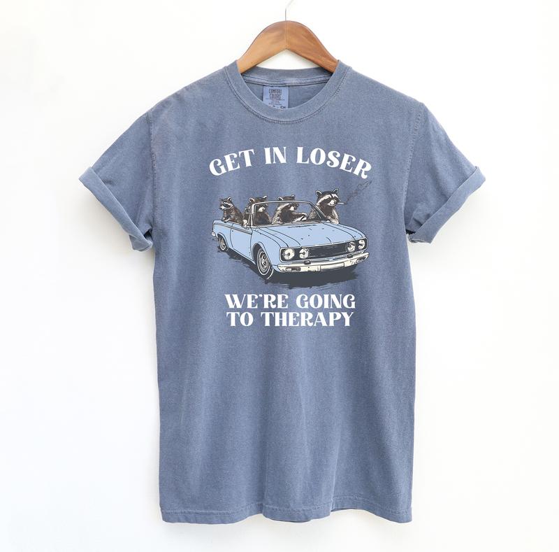 We're Going To Therapy T Shirt, Raccoon Funny Comfort Colors Shirt