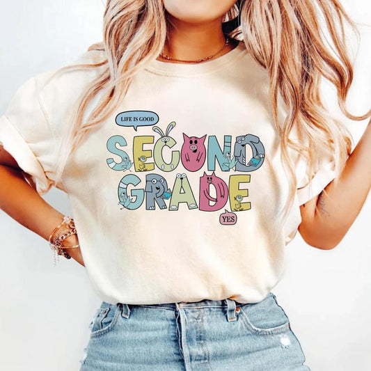 Second Grade Elephant and Piggie Shirt, 2nd Grade Teacher Shirt, 2nd Grade Squad Shirt, Cute Pigeon Piggie Elephant Reading Books Funny Book Lover Shi